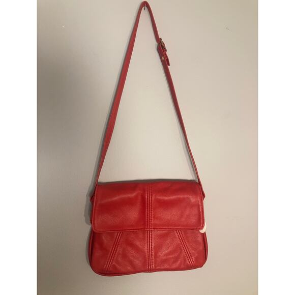 Vintage Red Leather SAS Made in USA Bag Crossbody Clutch Convertible - Picture 4 of 13